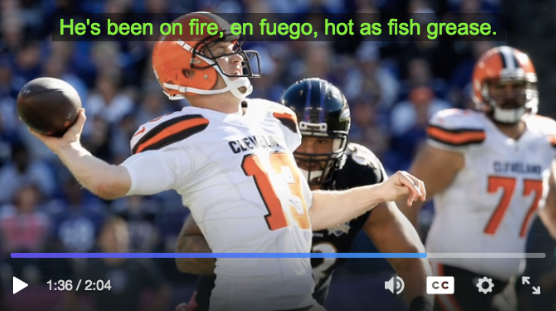 Captions displayed over video screen  shot